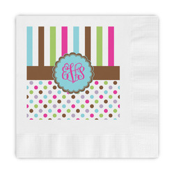 Stripes & Dots Embossed Decorative Napkins (Personalized)