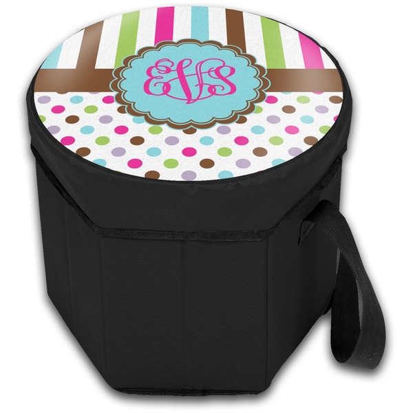 Stripes & Dots Collapsible Personalized Cooler & Seat (Closed)
