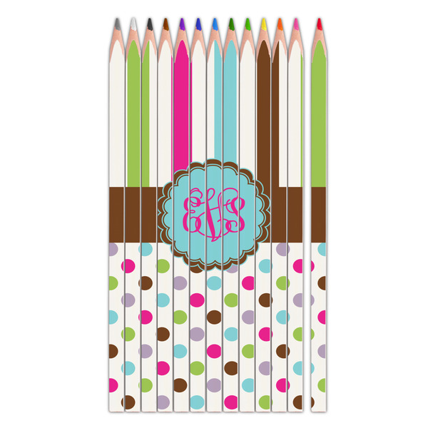 Custom Stripes & Dots Colored Pencils (Personalized)