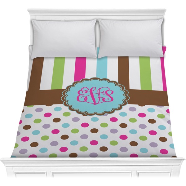 Custom Stripes & Dots Comforter - Full / Queen (Personalized)