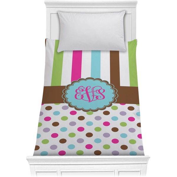 Custom Stripes & Dots Comforter - Twin (Personalized)