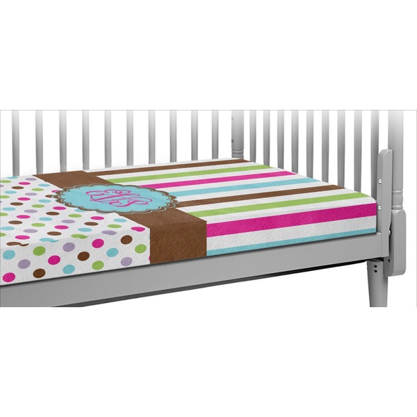 Custom Stripes & Dots Crib Fitted Sheet (Personalized)