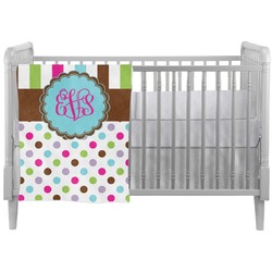 Stripes & Dots Crib Comforter / Quilt (Personalized)