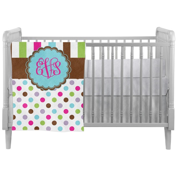 Custom Stripes & Dots Crib Comforter / Quilt (Personalized)