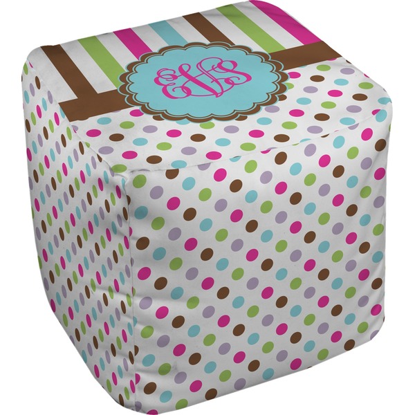 Custom Stripes & Dots Cube Pouf Ottoman - 13" (Personalized)