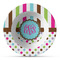 Stripes & Dots Plastic Bowl - Microwave Safe - Composite Polymer (Personalized)
