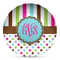 Stripes & Dots Microwave Safe Plastic Plate - Composite Polymer (Personalized)