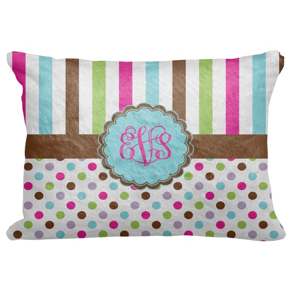 Custom Stripes & Dots Decorative Baby Pillowcase - 16"x12" (Personalized)