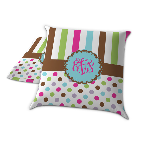 Stripes & Dots Decorative Pillow Case - TWO
