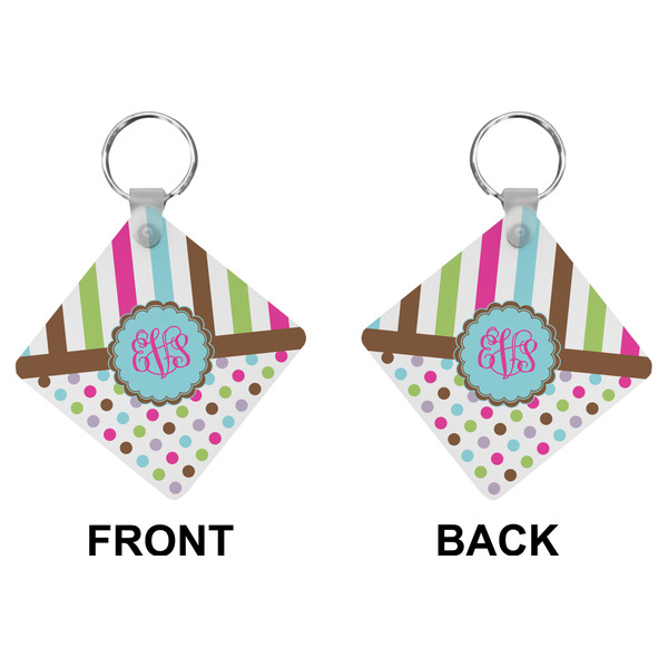 Stripes & Dots Diamond Keychain (Front + Back)