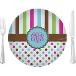 Stripes & Dots 10" Glass Lunch / Dinner Plates - Single or Set (Personalized)