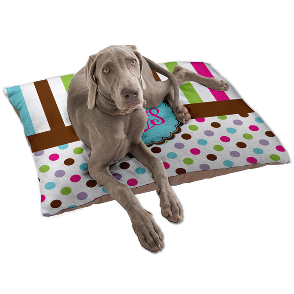 Custom Stripes & Dots Dog Bed - Large w/ Monogram