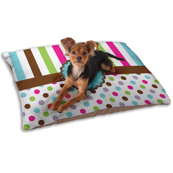 Custom Stripes & Dots Dog Bed - Small w/ Monogram