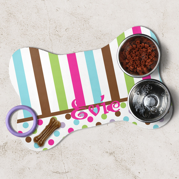 Stripes & Dots Dog Bone Shaped Mat Lifestyle