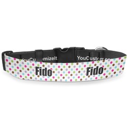 Stripes & Dots Deluxe Dog Collar - Medium (11.5" to 17.5") (Personalized)