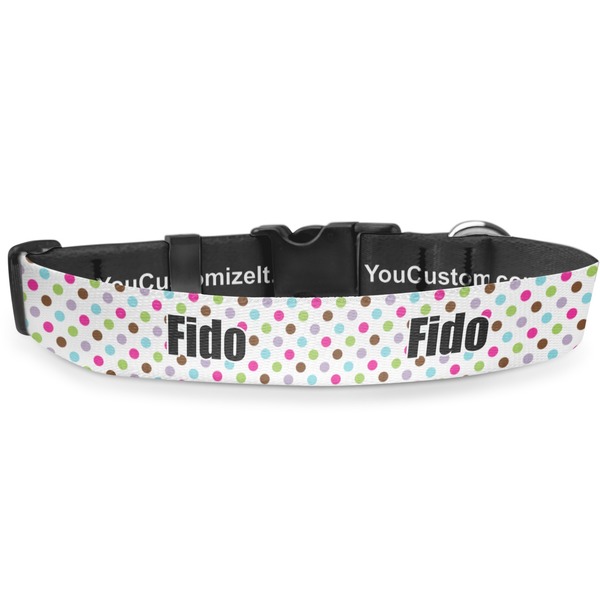 Custom Stripes & Dots Deluxe Dog Collar - Medium (11.5" to 17.5") (Personalized)