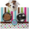 Stripes & Dots Dog Food Mat - Medium w/ Monogram