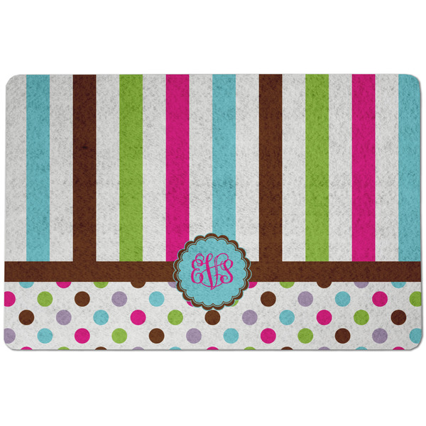 Custom Stripes & Dots Dog Food Mat w/ Monogram