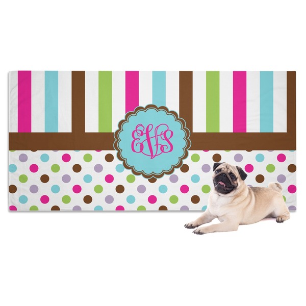 Custom Stripes & Dots Dog Towel (Personalized)