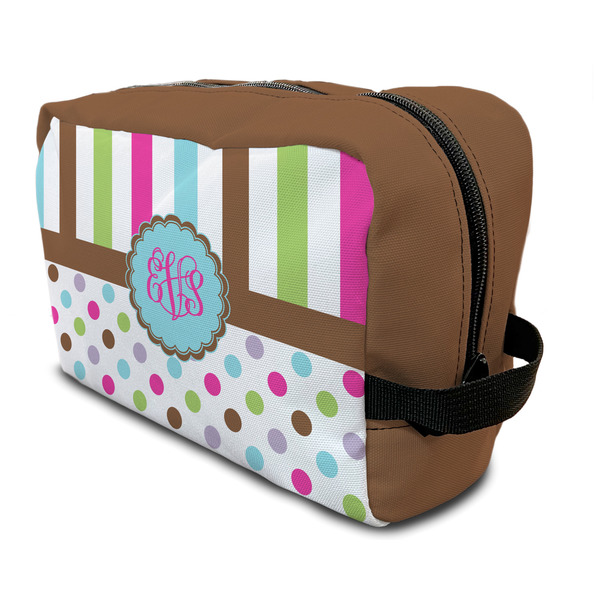 Custom Stripes & Dots Toiletry Bag / Dopp Kit (Personalized)