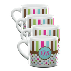 Stripes & Dots Double Shot Espresso Cups - Set of 4 (Personalized)