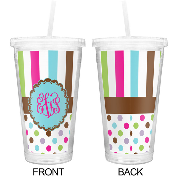 Stripes & Dots Double Wall Tumbler with Straw - Approval