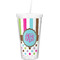 Stripes & Dots Double Wall Tumbler with Straw (Personalized)
