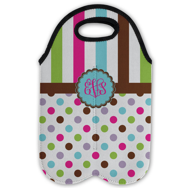 Stripes & Dots Double Wine Tote - Flat (new)