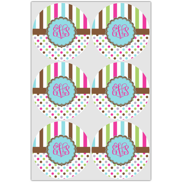 Stripes & Dots Drink Topper - Large - Set of 6