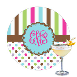Stripes & Dots Printed Drink Topper - 3.25" (Personalized)