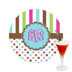 Stripes & Dots Printed Drink Topper -  2.5" (Personalized)
