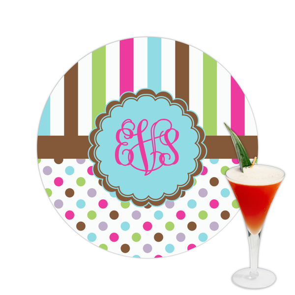 Custom Stripes & Dots Printed Drink Topper -  2.5" (Personalized)