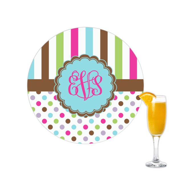 Custom Stripes & Dots Printed Drink Topper - 2.15" (Personalized)