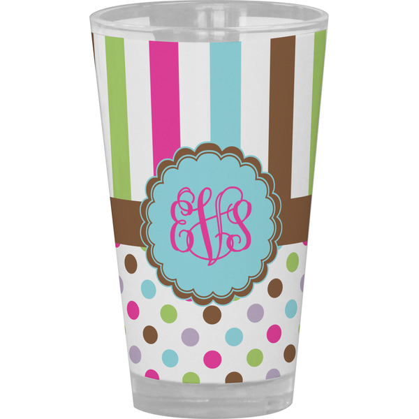 Custom Stripes & Dots Pint Glass - Full Color (Personalized)