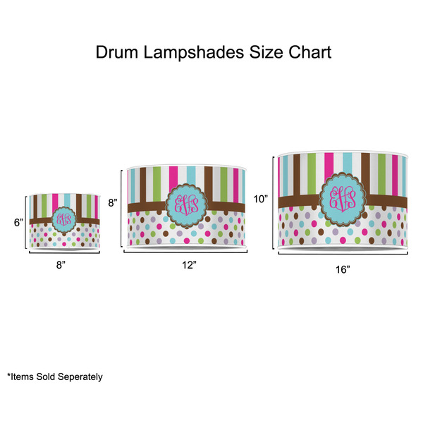 Stripes & Dots Drum Lampshades - Sizing Chart