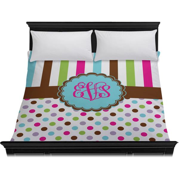 Stripes & Dots Duvet Cover - King - On Bed - No Prop