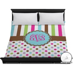 Stripes & Dots Duvet Cover - King (Personalized)