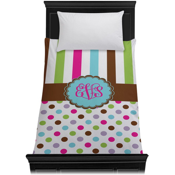 Stripes & Dots Duvet Cover - Twin XL - On Bed - No Prop