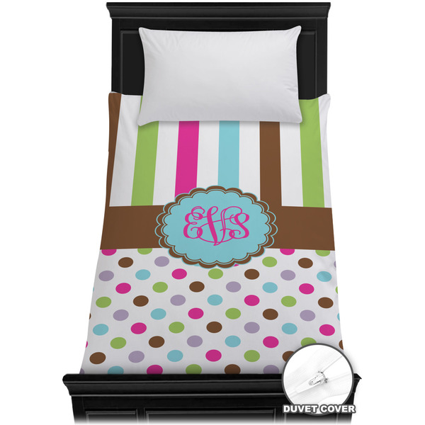 Custom Stripes & Dots Duvet Cover - Twin XL (Personalized)