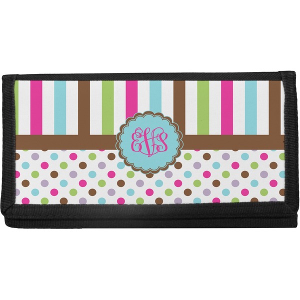 Custom Stripes & Dots Canvas Checkbook Cover (Personalized)
