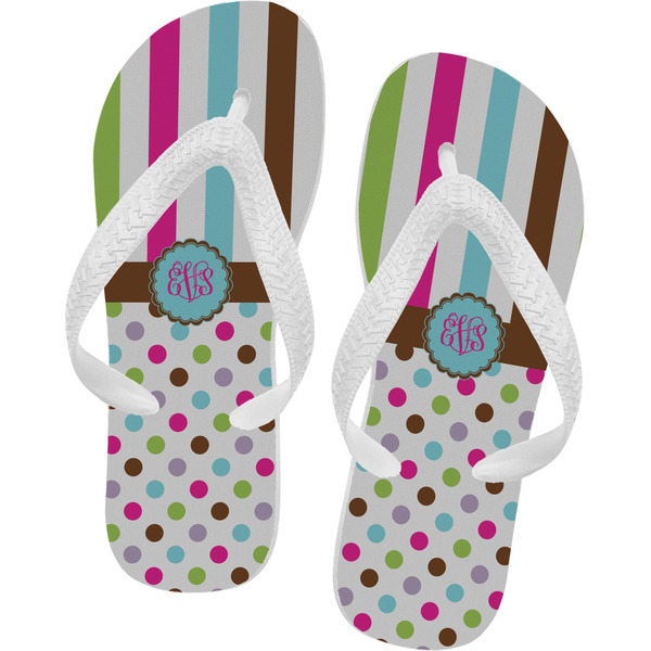 Custom Stripes & Dots Flip Flops - XSmall (Personalized)