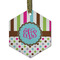 Stripes & Dots Frosted Glass Ornament - Hexagon