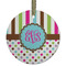 Stripes & Dots Frosted Glass Ornament - Round