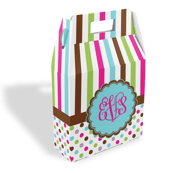 Custom Stripes & Dots Gable Favor Box (Personalized)