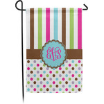 Stripes & Dots Small Garden Flag - Single Sided w/ Monograms