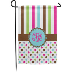 Stripes & Dots Small Garden Flag - Single Sided w/ Monograms