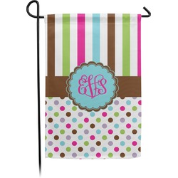 Stripes & Dots Small Garden Flag - Double Sided w/ Monograms