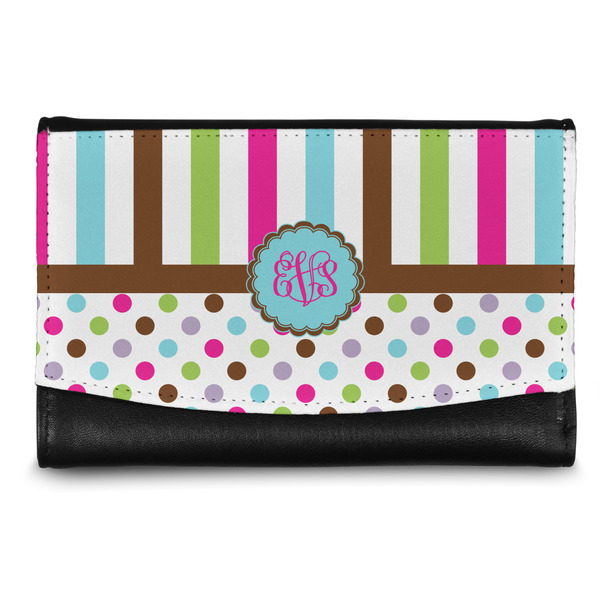 Custom Stripes & Dots Genuine Leather Women's Wallet - Small (Personalized)