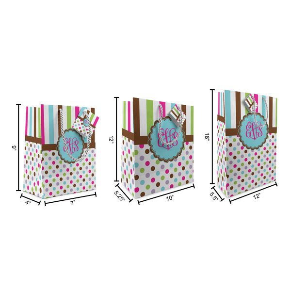 Stripes & Dots Gift Bags - All Sizes - Dimensions