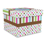Stripes & Dots Gift Box with Lid - Canvas Wrapped - Large (Personalized)